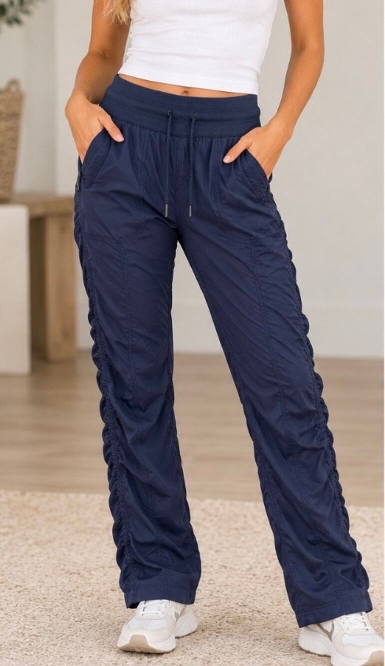 The North Face Navy Ruched Hiking Pants Women’s Medium Drawstring